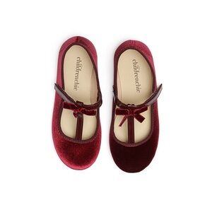 Childrenchic Katie Burgundy Velvet T Bar Shoes
